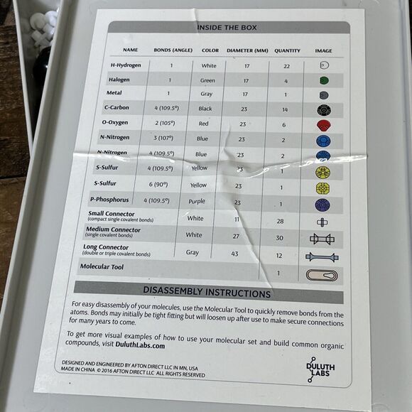 Duluth Labs Molecular Student Set MM-003 Chemistry Studies Homeschool INCOMPLETE - Picture 4 of 4